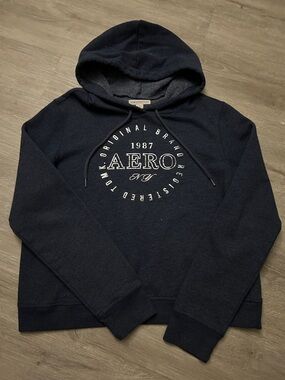 Aeropostale Navy Pullover Hoodie with White Circular Logo